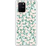 Funda compatible con Samsung Galaxy A91 - S10 Lite - Patron flores con fondo verde