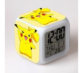 Reloj despertador Pokemon Pikachu, regalos para niños, regalos para estudiantes, reloj despertador colorido que cambia de Color, reloj cuadrado