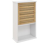 HOMCOM Mueble de baño de pared con puerta de listones de bambú, unidad de almacenamiento, estante ajustable, 40 ancho x 20 profundidad x 70 alto cm, blanco