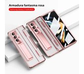 One-Piece Plating Transparent Case For Samsung Galaxy Z Fold 6 5 4 3 Z Fold 6 5G Luxury With Stand And Screen Protector Case