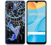 Tumundosmartphone Funda Gel Transparente para Oppo A15 diseño Plumas Dibujos