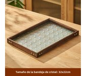 GIANXI Glass Wood Storage Tray Family Living Room Coffee Table Teacup Storage Board Rectangular Fruit Tray Snack Bowl Tea Tray