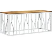 vidaXL Mesa de centro acero inoxidable y madera maciza reciclada Plateado, Dorado, Plateado y marrón claro Mesita de Salón o Comedor o Auxiliar Mesa de Café Meuble Salón