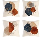 Funda de cojín decorativa abstracta geométrica bohemia de granja de 4 piezas, funda de cojín de lino para sofá, decoración del hogar