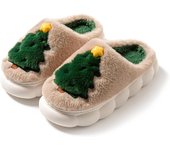 ZAPATILLAS DE NAVIDAD PARA MUJER - Zapatillas de casa para interiores mullidas, acogedoras y cálidas - Bonitas zapatillas con forma de árbol de Navidad para mujer