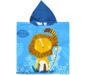 SUN & SURF Poncho Infantil León con Capucha y Sin Mangas - Diseño Colorido y Alegre, 100% Microfibra, Ideal para Playa y Piscina, Secado Rápido y Gran Confort