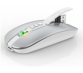 Ratón Bluetooth para computadora portátil, Ratón de viaje inalámbrico Delgado y Silencioso, recargable por USB C, modo dual de 2400 DPI con receptor USB