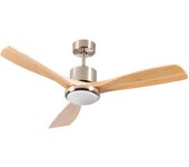 Ventilador de Techo con Luz LED Silencioso con 3 Aspas de Madera 56W de Potencia | Modelo Alaska de Orion91 Negro/Marrón | Ventilador de Techo con Mando a Distancia y 6 Velocidades Controlables
