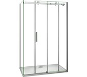 Mampara de Ducha Corredera Frontal+Panel Lateral,Perfil Cromado,Vidrio 8mm Antical, (975-995)x(683-703)x1950mm+Plato de Ducha 100x70x3cm+Desagüe