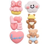 6pcs/set Cartoon Bear Heart Shape Resin Shoe Buckle Fit Wristbands DIY garden shoes Charms Decorations Kids Shoes Ornaments