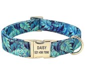 Collar con Placa de Identificación para Perro, personalizado, de Nailon, Con Grabado personalizado, ajustable para perros y Gatos de tamaño Mediano y Grande