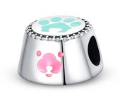 S925 Sterling Silver Cat And Dog Food Bowl Paw Pad Cute Pet Series Charms Beads Fit 3mm Bracelets DIY Gift Fine Jewelry Making