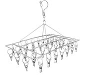 Secador De Calcetines De Acero Inoxidable Gancho Giratorio Percha A Prueba De Viento Para Calcetines Ropa Interior Sujetadores Ropa De Bebé Guantes (36 Pinzas Para Ropa)