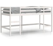 vidaXL Cama alta de niños con escalera madera maciza blanca 90x200 cm