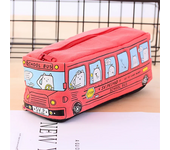 Creative Animal School Bus Stationery Canvas Pencil Case Storage Organizer Pencil Bag Gift Office School Stationery Supply