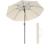 SONGMICS Sombrilla de 200 cm, UPF 50+, Inclinación Bidireccional de 30°, Altura Ajustable, con Bolsa de Transporte, para Balcón Jardín Terraza Playa, sin Base, Topo/Beige/Gris/Azul