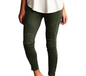 Women's Stretch Pants Casual Striped Decoration Slim Leg Dressy Trousers Trendy Skinny Straight Leg Pants with Pockets