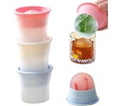 Moldes redondos para hielo (3 unidades), moldes de silicona para hacer hielo en forma de esfera, apilables, de fácil liberación, con tapas, para whisky, cócteles, bourbon y otras bebidas (azul)