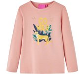 Camiseta infantil de manga larga 128 en color Rosa claro/Azul marino/Coñac