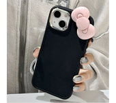 Cute 3D Pink Bowknot Soft Silicone Phone Case For iPhone 15 14 13 12 11 Pro Max X XR Soild Color Shockproof Cover Funda