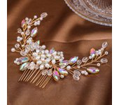 Color Crystal Pearls Wedding Hair Combs Miraculous Women Headbands Accessories Flower Bridal Headpiece Clip Bride Jewelry Gift