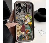Case For iPhone 13 Cases iPhone 14 Pro Max Case Black Mushroom Silicone Phone Case For iPhone 15 12 11 XS X XR 7 8 Plus SE Cover