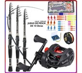 Sougayilang Casting Fishing Rod Combo High Carbon Telescopic Rod and Baitcasting Reel with Lure Line Max Drag 8kg for Bass Trout