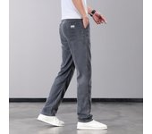 Summer Thin Men's Jeans Lyocell Fabric Soft Breathable Straight Denim Pants Brand Man Elastic Ice Silk Casual Trousers Grey Blue
