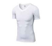 Camisetas deportivas para hombre, Top con cuello en V, medias de ejercicio de compresión para niño, ciclismo, fútbol, trotar, gimnasio, Fitness, correr, ropa deportiva al aire libre