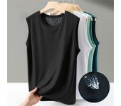 Men's solid color casual sleeveless tank top round neck Breathable Vest sweat drying tank top suitable for summer sports