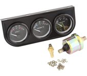 Triple Gauge, Car Gauge, 52mm Triple Gauges 3 in 1 Voltmeter + Water Temperature Gauge + Oil Pressure Meter with Sensor for Car Truck Tractors and Marine Engines