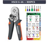 WOZOBUY Ferrule Crimping Tool Kit,HSC8 6-6A/6-4A Ratchet  Crimping Pliers, for Tubular Terminals,(Silver Head）