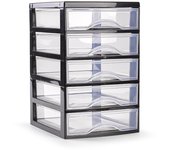 Cajonera Plastico Sobremesa disponibles en 3, 4 y 5 cajones para escritorio y oficina almacenamiento de sobremesa Color Blanco Negro