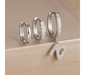 3PCS A-Z Letters Hoop Earrings Set For Women Fashion Stainless Steel Alphabet Huggie Cartilage Earring Piercing Jewelry Aretes