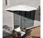 [casa.pro] Sombrilla de media pantalla con manivela blanca Ø300cm para jardín, terraza