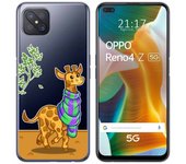 Tumundosmartphone Funda Gel Transparente para Oppo Reno 4Z 5G diseño Jirafa Dibujos
