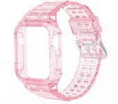 Case+Strap for Apple Watch Band 44mm 40mm 45mm 41mm 42mm Accessories Transparent Silicone glitter Bracelet iWatch series 9876 se