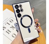 Luxury For Magsafe Magnetic Cases For Samsung Galaxy S22 S23 S24 Ultra Plus Plating Wireless Charging Case Silicone Phone Cover