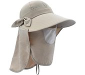 Sombrero Proteccion UV Mujer Verano Gorro de Pescador Proteccion Cuello para Mujer Transpirable Desmontable Sombrero para El Sol ala Ancha con Protección Cara