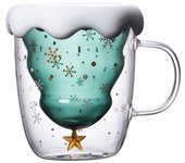 Taza de café navideña, Taza de té, Taza de leche, Vaso de Vidrio con aislamientos de Doble pared para Mujeres, hambres, Niños, Oficina y personal