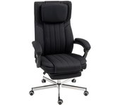 Vinsetto Silla de oficina silla ergonómica regulable en altura respaldo reclinable reposabrazos reposapiés y reposacabezas silla de oficina con ruedas giratorias 65x61x105-113cm negro