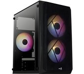 Aerocool CS107 V2, Caja PC MicroATX, Ventana Lateral, 3X Ventiladores 120mm FRGB, Negro