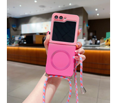 Magnetic Crossbody Phone Case for Samsung Galaxy Z Flip 6 5 4 3 Flip6 Flip5 Flip4 Flip3 5G Skin Feel Anti Fall Protective Cover