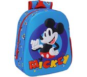 Disney Safta MICKEY MOUSE - Mochila Escolar, con Diseño 3D, Adaptable a Carro, Ideal para Niños de Diferentes Edades, Cómoda y Versátil, Calidad y Resistencia, 27x10x33 cm, Color Azul licencia oficial y calidad garantizado