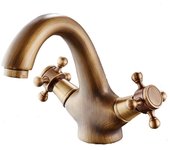 Grifo Monomando para Lavabo de Bronce, con Manguera de Conexión de 60 cm X2