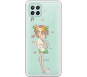 Funda compatible con Samsung Galaxy A22 4G - Nina fondo corazones