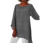 Cotton Linen Casual T-shirts Top Women Plus Size Elegant Shirts Tees 2023 Autumn Oversized Female Clothing Solid Pullover Y2K Cr