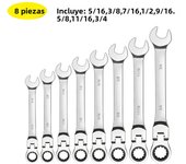 SAE Flex-Head Ratcheting Combination Wrench Set - Premium 72-Teeth Gear Chrome Vanadium Nickel Plated，Ratcheting Combination Wre