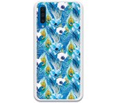 Funda compatible con Samsung Galaxy A50 - A50s - A30s - Patron flores y plumas azules