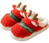 Zapatillas de Navidad con forma de reno para hombre y mujer, suaves y cálidas, sin cordones, para interior y exterior, con forro de lana